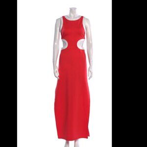 Staud Crew Neck Long Dress Red Small